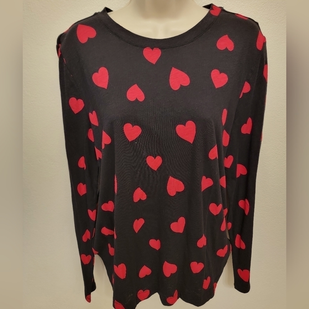 NWT Loft Long Sleeve Cotton Top with Hearts